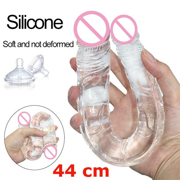 Double Head Dildo Long Jelly Realistic Dildo Double Ended Dildo Flexible Big Dildo for Women Masturbator Sex Toys for Lesbian