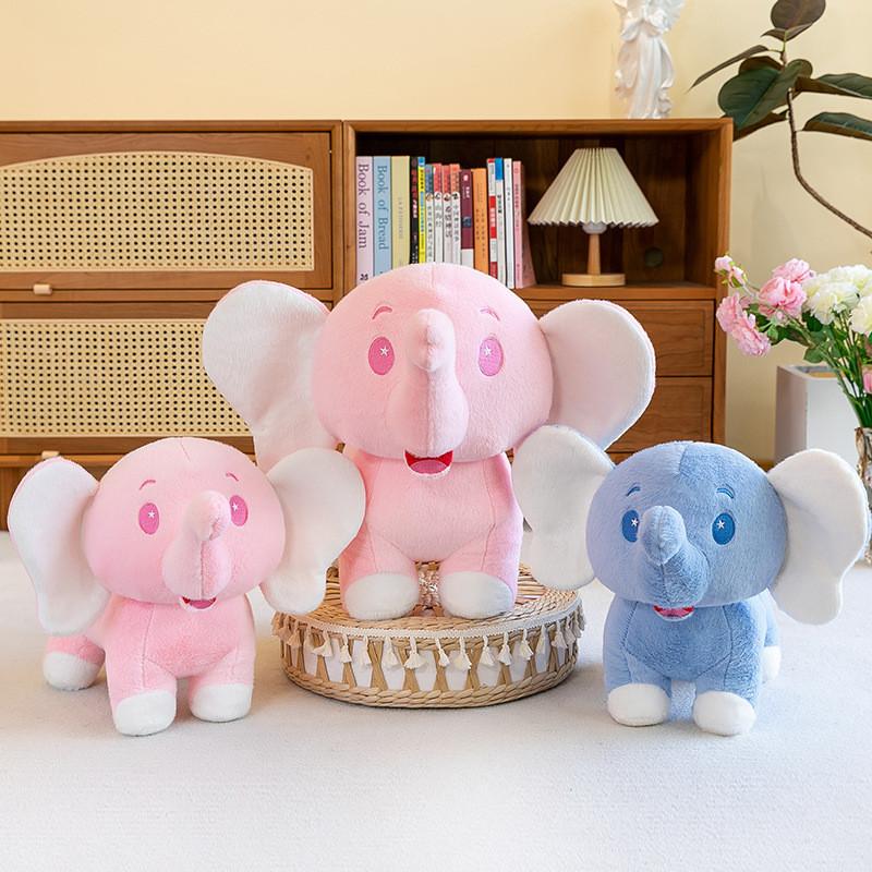 Adorable Lucky Plush Elephant Doll In Soft Blue And Pink Colors Perfect For Kids And Birthday Gifts