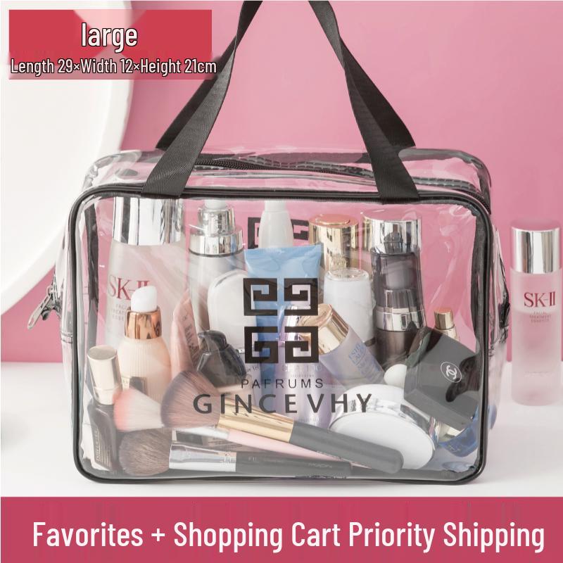 Transparent Waterproof Cosmetic Bag - Large Capacity Travel Toiletry Organizer for Women