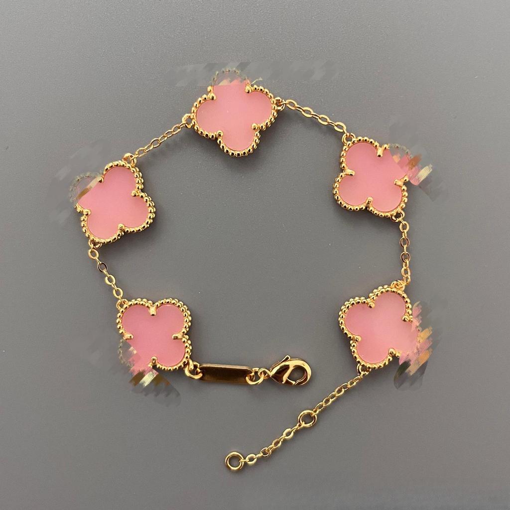 Mote 15mm Firkløver Femblomst Armbånd for Kvinner 18k Dobbeltsidig Perlemor Enkelt og Mote Allsidig Armbånd