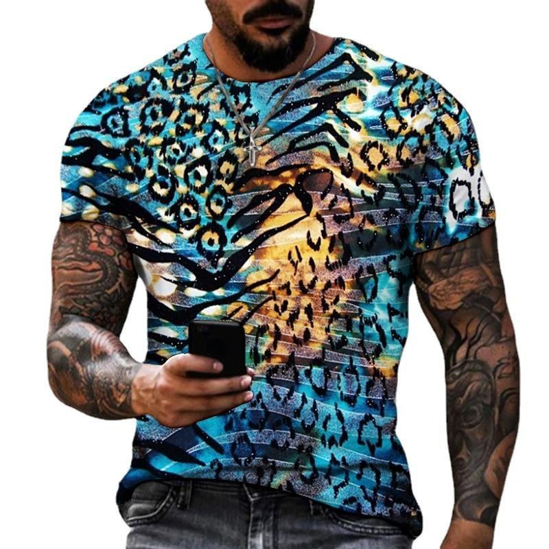 Letní pánské tričko Módní vzor 3D potisk Ležérní volné Venkovní Chlapecké Trička s krátkým rukávem Top Pulovr Oblečení
