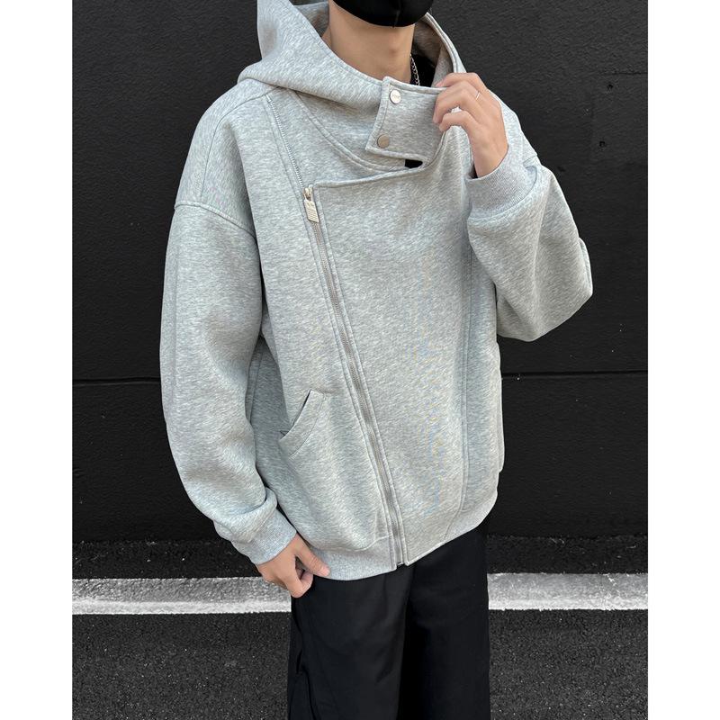 

Men s 2025 Autumn Hooded Windbreaker: Loose Fit, Solid Color, Short Jacket for Petite Builds 3X Large сірий колір