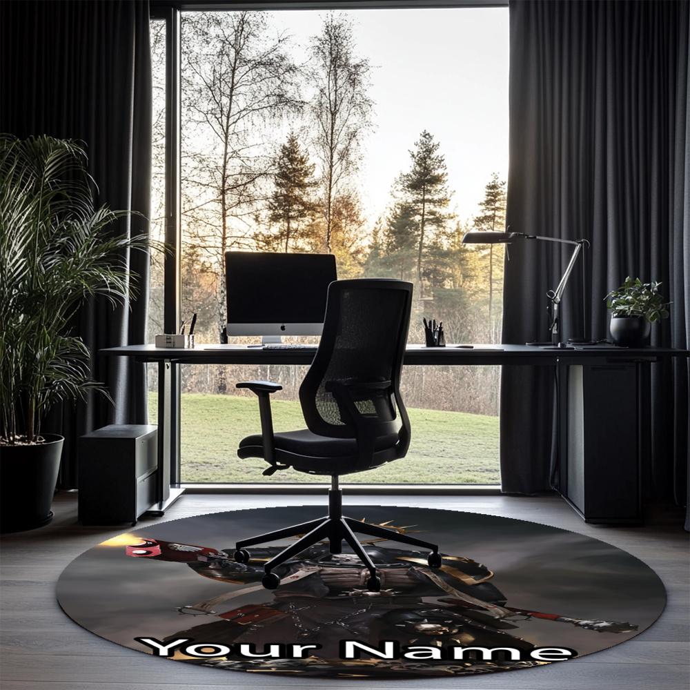 Custom Name Warhammer 40K Printed Round Rug Carpet Chair Rug Area Rug Entryway Doormats,for Office Chair Living Room Bedroom Kitchen Room.