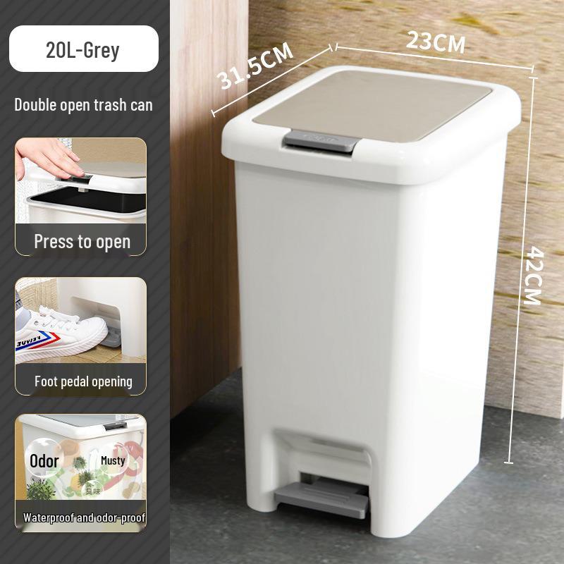 Large Trash Can with Foot Pedal and Lid for Bedroom, Living Room, Dorm, Bathroom, Kitchen, and Toilet.