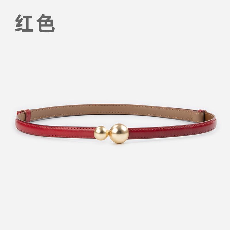 Buckle Women'S Belt Genuine Leather Women'S Belt Cowhide Waist Thin Women'S Belt Decorative Women'S Style