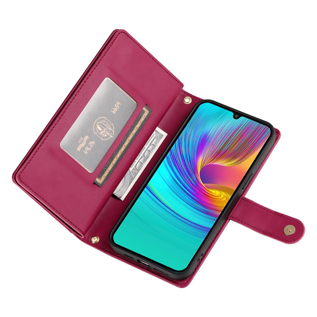 DF-011 For Samsung Galaxy A16 5G/A16 4G Case Zipper Pocket Wallet Leather Phone Cover with Straps