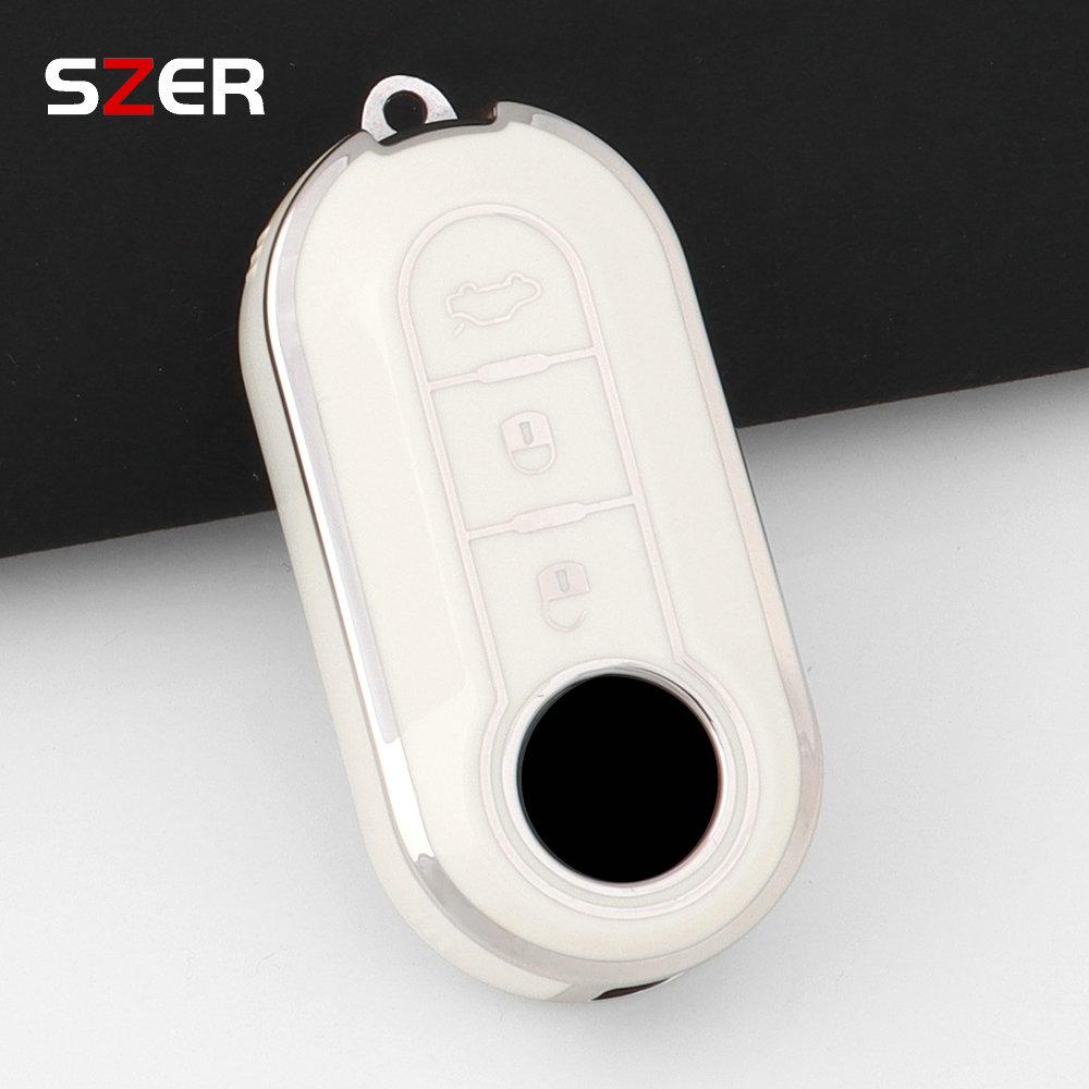 Fashion Tpu Car Key Case Cover Shell For Fiat 500 Ducato Panda 500L Punto Lancia Musa For Citroen Car Keyring Luxury Keychain