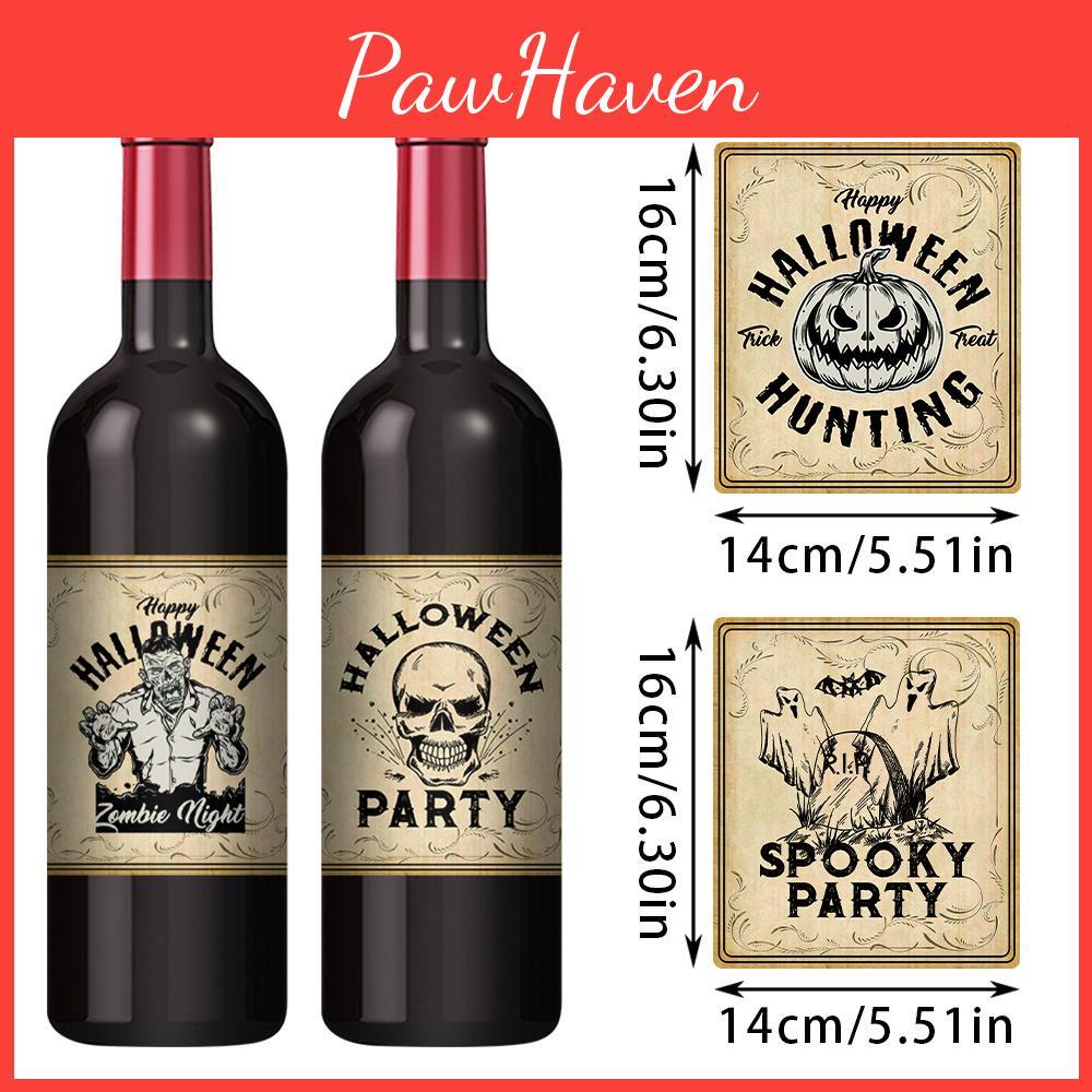 Halloween Vintage Bottle Stickers With Pumpkin Head Decor For Party Venue Decoration