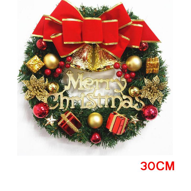 New 30cm Christmas Tree Wreath Door Hanging Garland Window Wall Ornament Xmas Decor