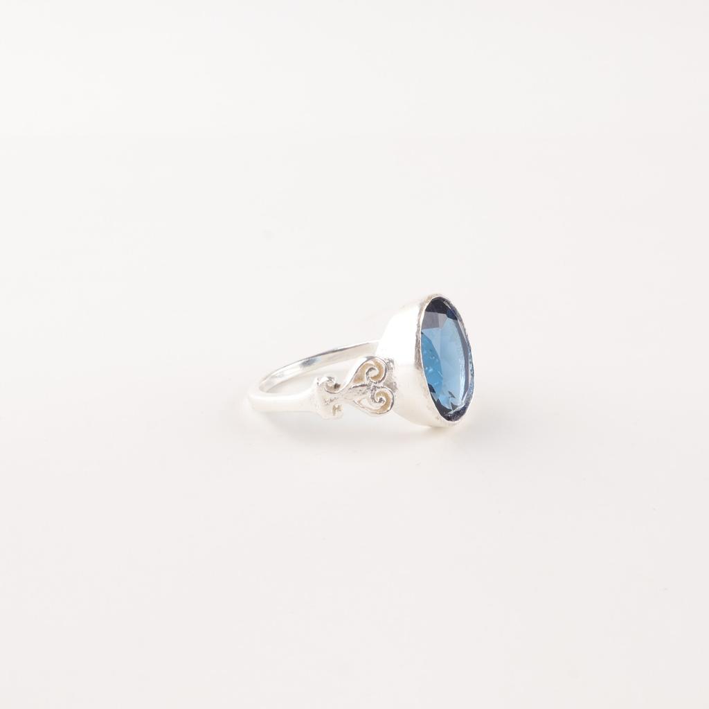 London Blue Topaz Gemstone 925 Sterling Silver Jewelry Handmade Designer Ring RR-66-12
