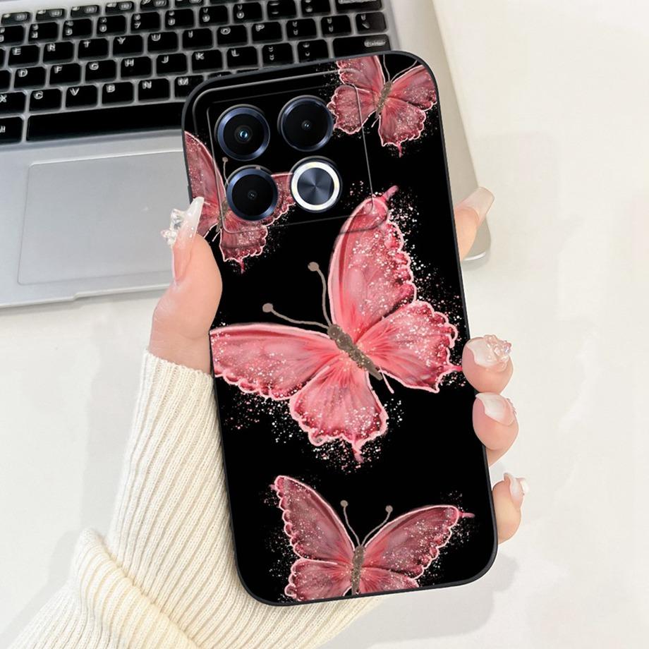 Für Infinix Note 40 5G X6852 Handyhülle Silikon Weiche Rückabdeckung Für Infinix Note40 X6851 Bumper Drachen Katze Blume Schmetterling Tasche