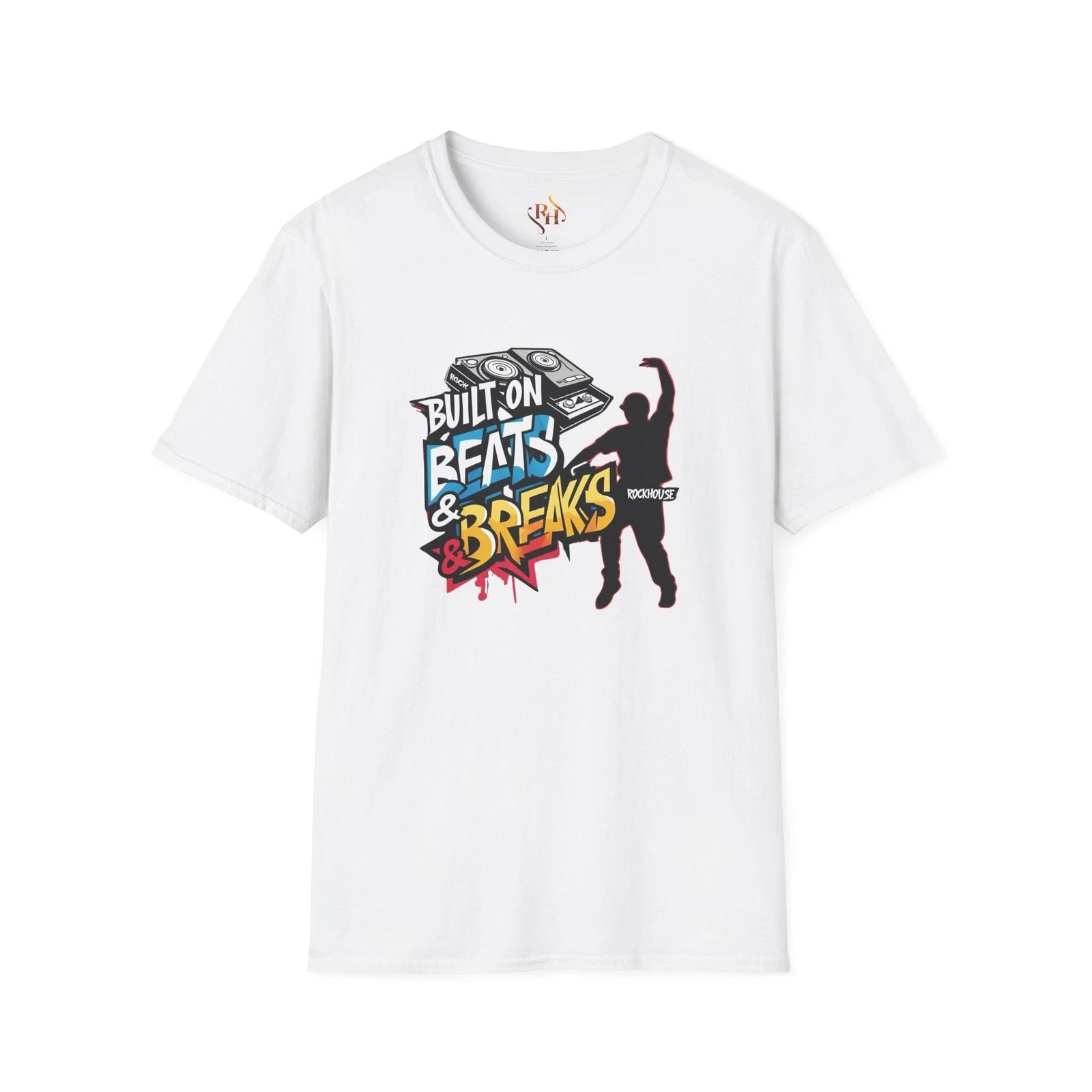 Hiphop Music Tee, Urban Streetwear, Built on Beats & Breaks T-Shirt, Unisex XL