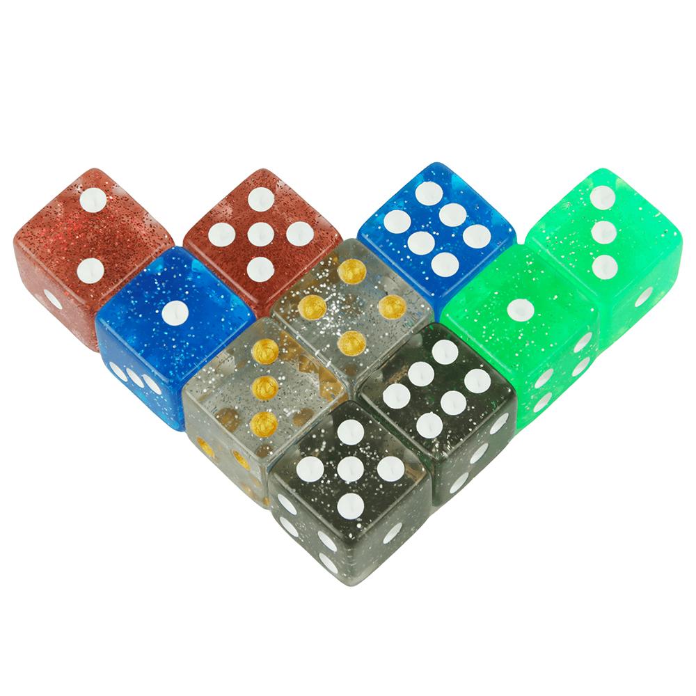 6 Sided Glittering Dice Collection for Tabletop Game Gambling Entertainment Party-16mm Square Corner D6 Dice with Standard Dots