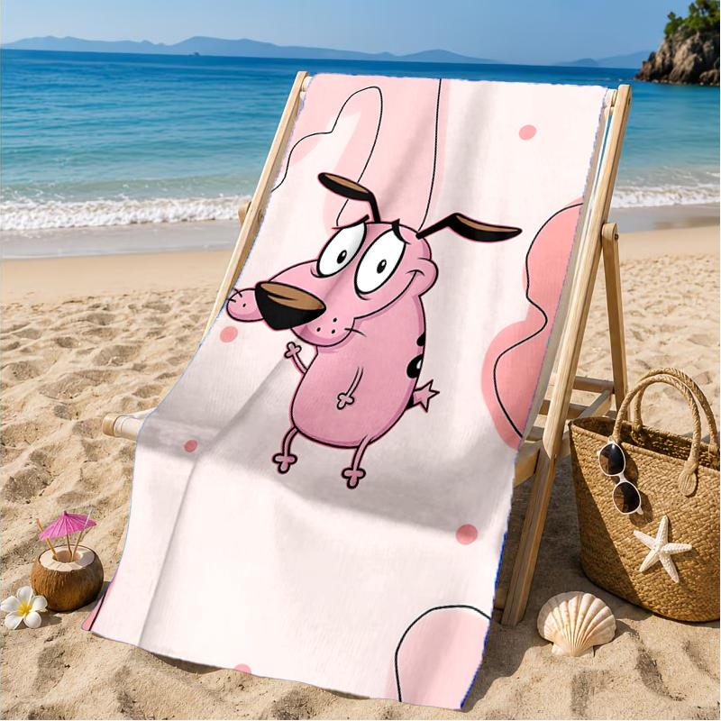 Cowardly Dog Cartoon Beach Towel, Microfiber Beach Towel, Perfect For Pool, Beach, Travel, Home Decor Beach Party Fan gifts