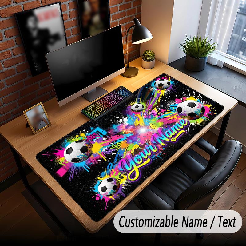 Soccer Theme Custom Mouse Pad Personalized With Name Text Customized Desk Mat For Office Home Decor