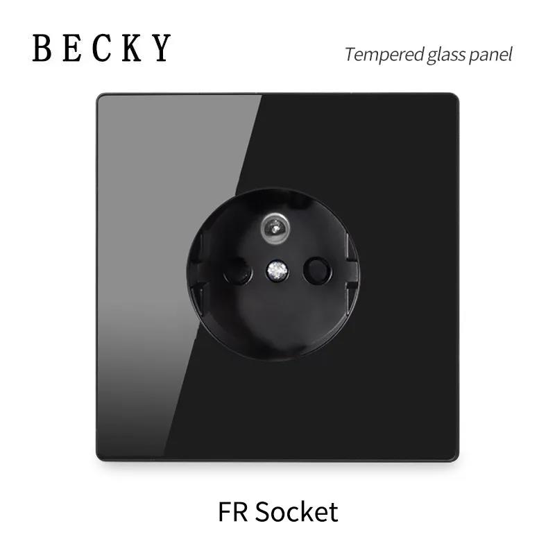 Ultra Thin Glass Wall Switch EU UK Standard 16a Socket Large Panel Wall Light Square Switch Socket 86mm Home Hotel Decoration 3