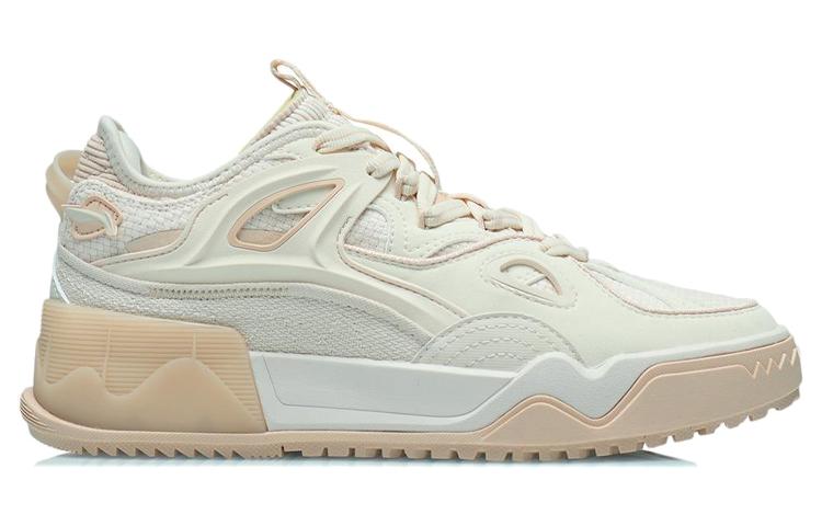 Li Ning CF Skateboard Shoes Women's Low Top Light Gray Pink/Ice Cream Brown AGCR290-3