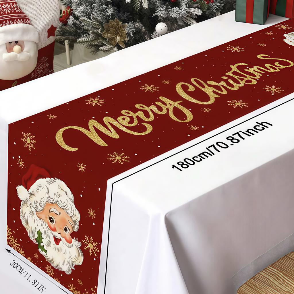 1pc 30*180CM Christmas Linen Table Runner Merry Christmas Decoration for Home Xmas Table Decor 2025 Navidad Notal Noel Ornament