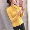 Women Autumn Winter Solid Color Slim Long-Sleeved High Collar Slim Bottom Knit Sweater