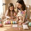 Soft Yarn Knitting Supplies Animal Hat Crochet Kit, Fantasy Hood DIY Cute Set Unicorn Fox Frog Earflap Crafting Kit for Adults Teens Creative Holiday