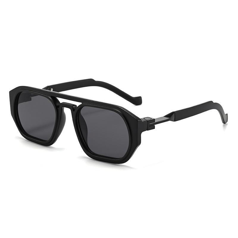 

Ins New Retro Polygonal Square Double Bridge Women Sunglasses Fashion Transparent Gradient Lenses Men Popular Frame Uv400 as picture