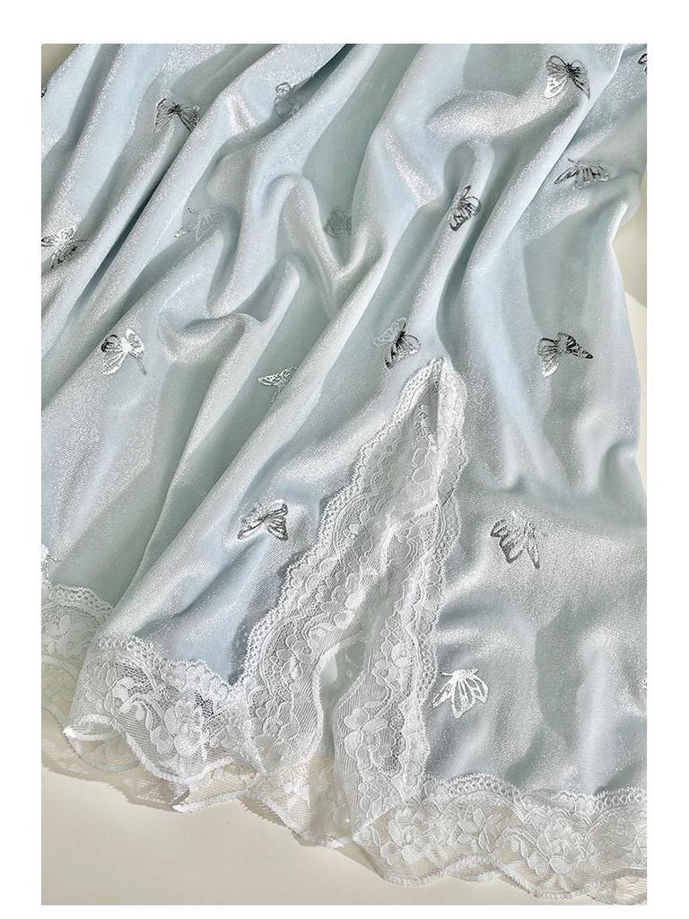 2025 Sexy Schmetterling-Camisole-Nachthemd mit Brustpolstern - Gold-Samt-Stil