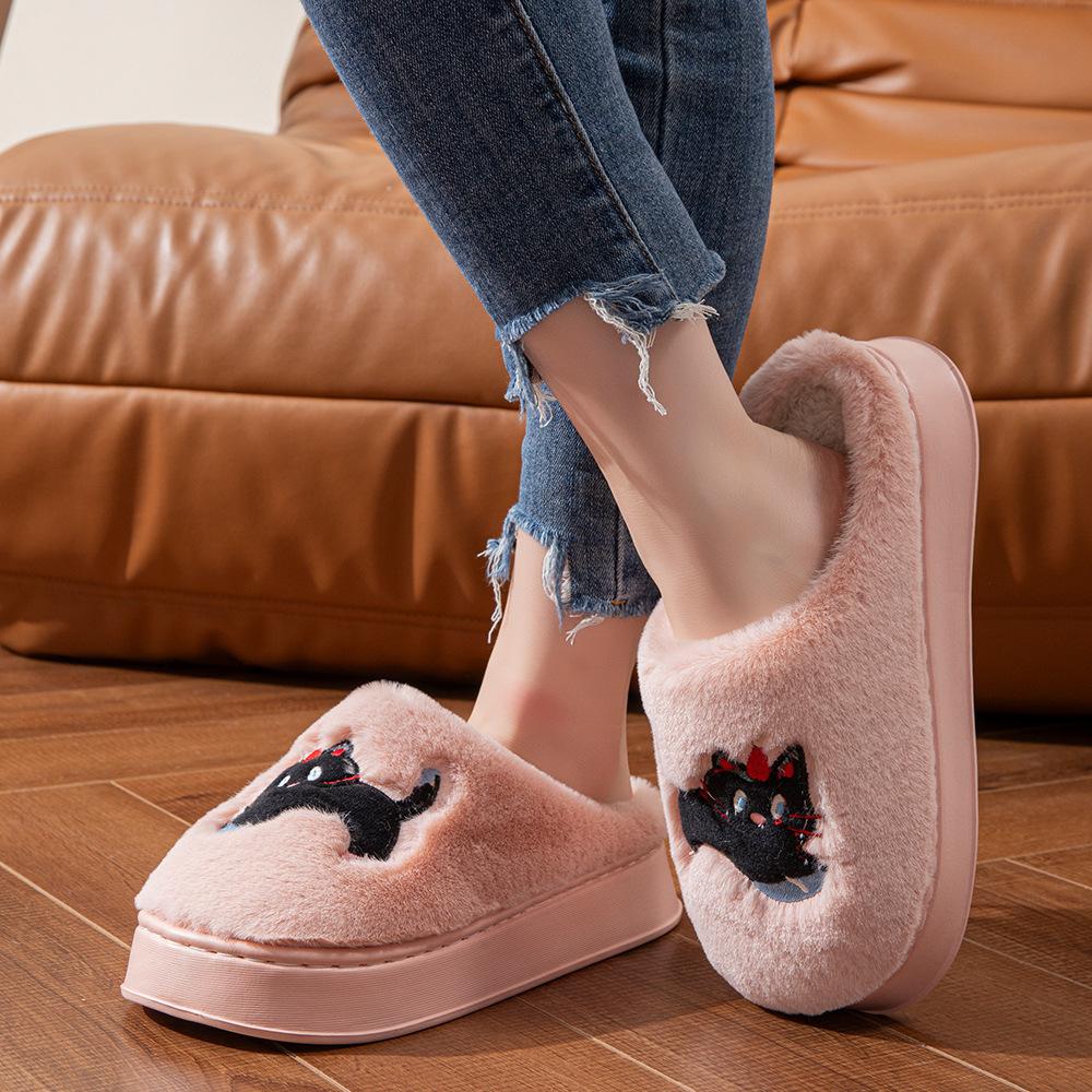 Cotton Slippers for Women, Eva Anti-slip Thick-soled Home Plush Slippers