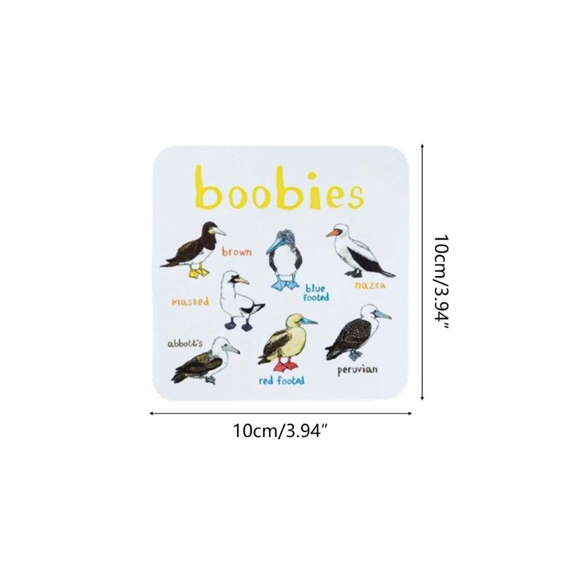 6 Stück Untersetzer mit Vogel-Wortspiel-Motiv, lustige Untersetzer für Getränke, Tassen, Untersetzer, Kunstvogel, quadratisch, für Zuhause, Küche und Bar