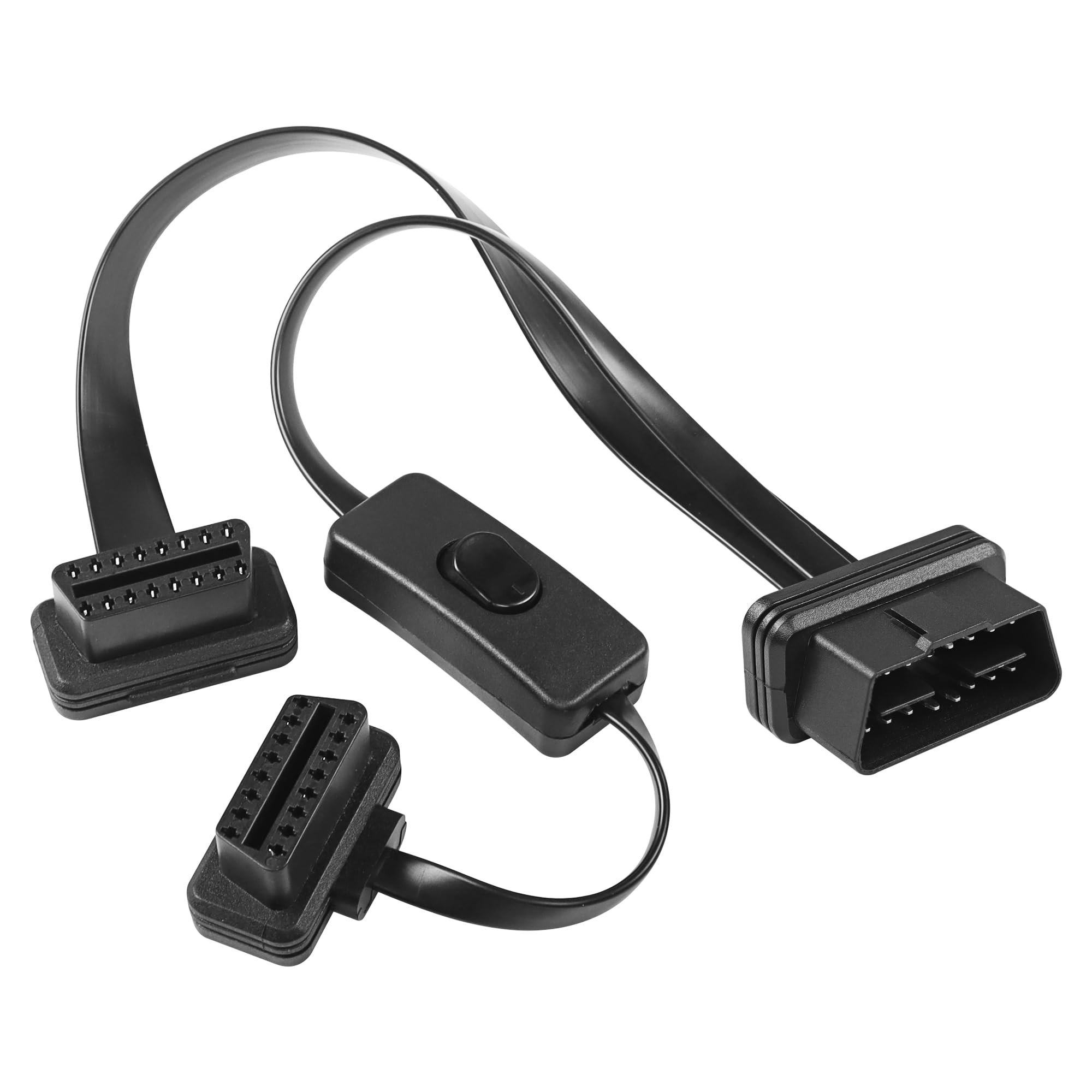 

CERRXIAN OBD-II OBD2 16-контактный разветвитель папа-мама с переключателем, плоский удлинительный кабель, адаптер 0,5 м 50cm чёрный
