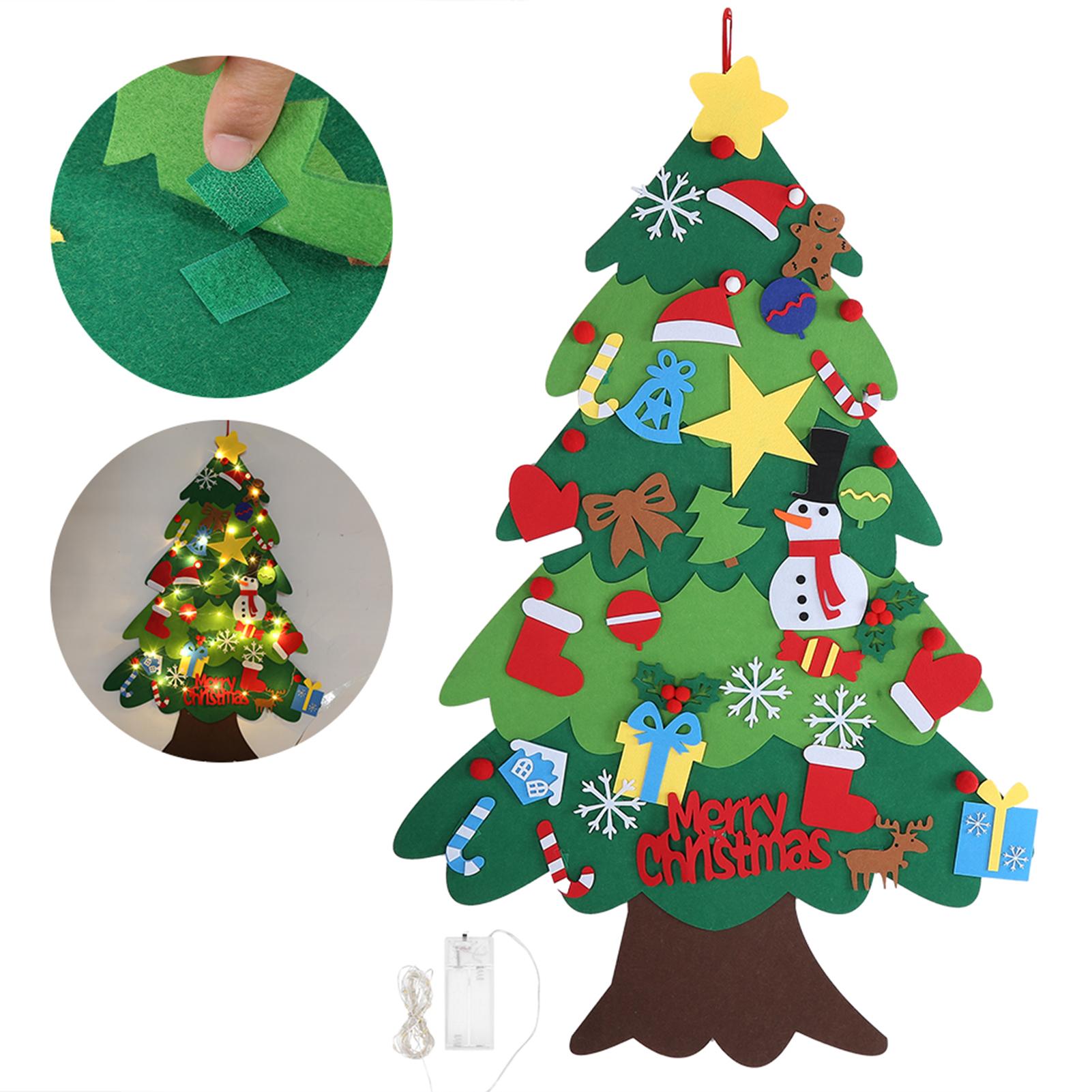 Christmas Decoration Wall Hanging Christmas Tree Felt Holiday Party Ornament with LED