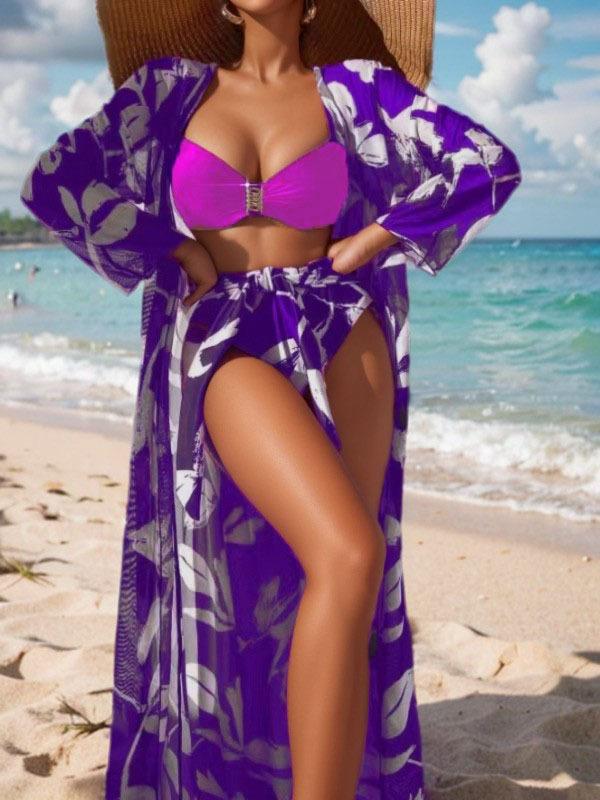Swimsuit Three-Piece Women'S Bikini Gown High Waist New European And American Swimsuit Split Bikini