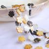 12mm Mother-of-Pearl Petal Carving Black & White Shell Beads for DIY Jewelry