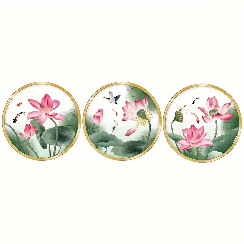 Creative Wall Sticker Chinese Style Lotus Flower Rich Deer Self-Adhesive Wall Stickers Entryway Living Room Porch Decoration Wall Decor Decals