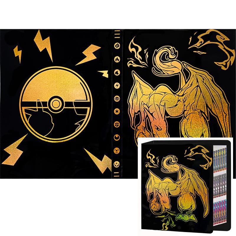 Premium 540-Card Trading Card Album for Pokemon & TCG Collectors, Gold Foil Cover Card Binder, Anime Card Holder Case