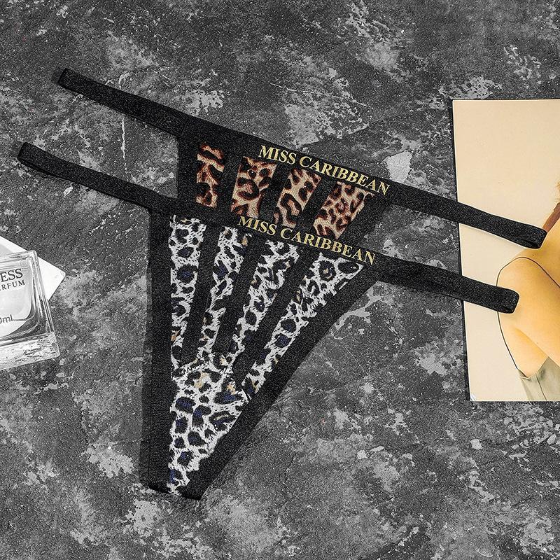 Cheap Women's Sexy Leopard Print Mesh Letter Thong T-Shorts Low Waist ...