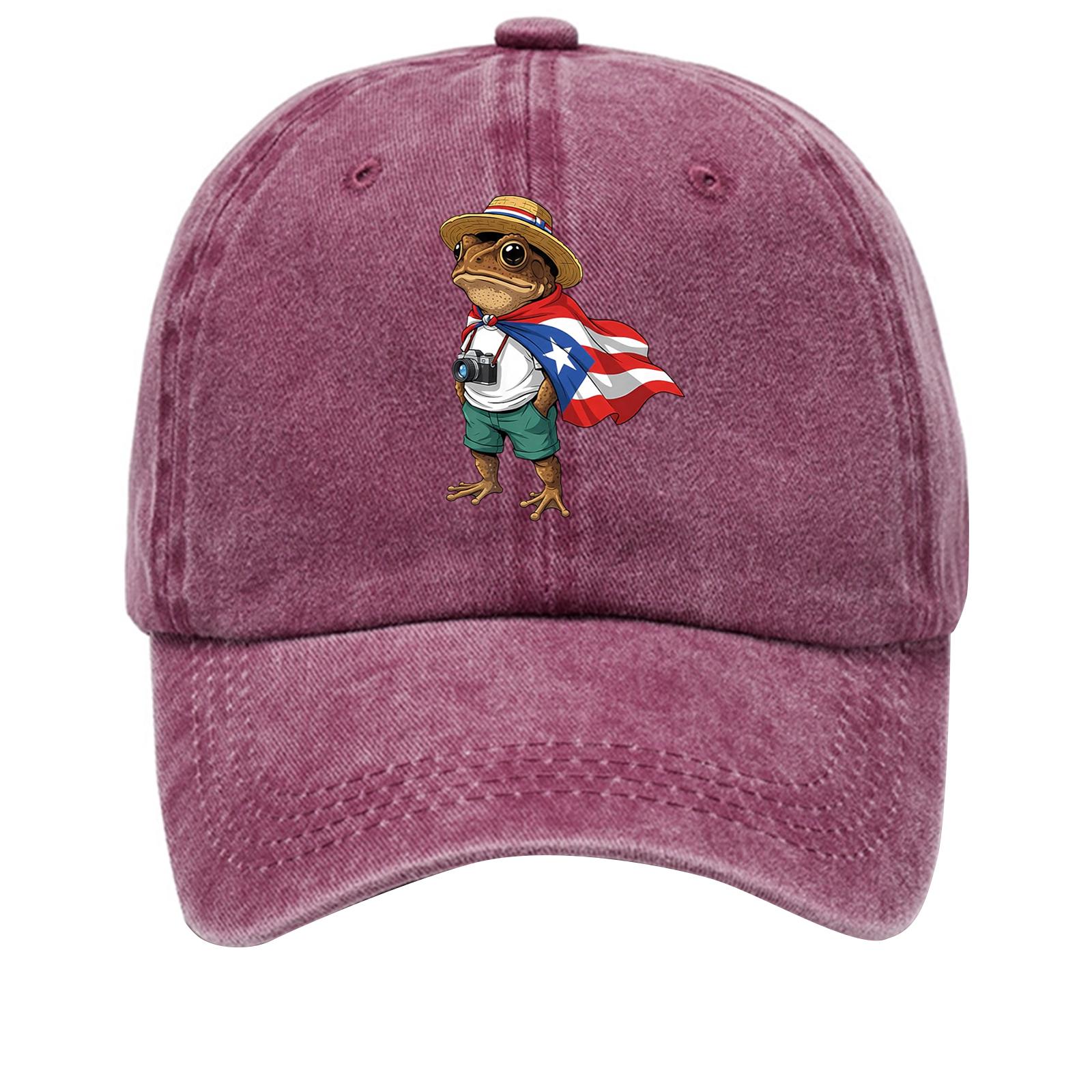 

Washed Cotton Baseball Cap With Printed Distressed Soft Top Denim Hat For Men, European And American Retro Hat One Size винний