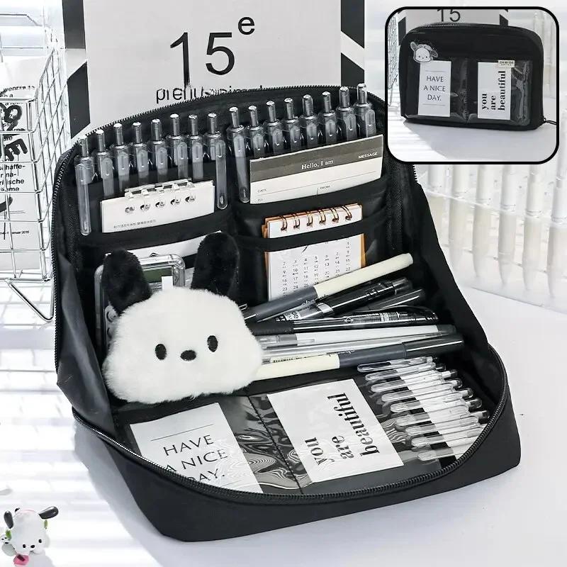 Big Kawaii Cute Pencil Case 90 ° Opening Pencil Pen Bag Pouch Box Holder 12 Pockets Organizer Stationery School Supplies