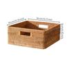 Rectangular Rattan Storage Basket with Handles Sturdy Handwoven