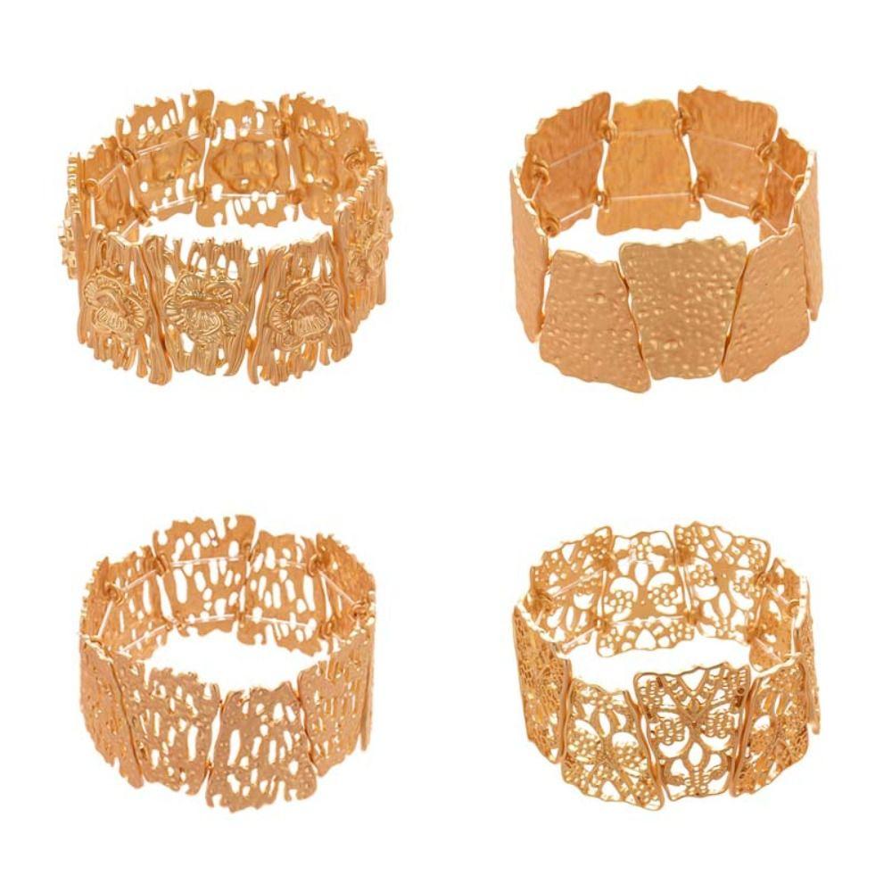 Europe American Style Metal Cuff Bangles Flower Exaggerated Bracelet Chunky Bracelet  Gift