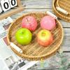 Imitation Rattan Basket Round Square Fruit Bread Storage Basket with Handle Handwoven Storage Tray Home Kitchen Storage Supplies