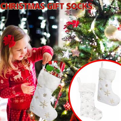 Noel Çorapları Dekorasyon Keten Noel Hediye Çantası Asılı Hediye Çorapları