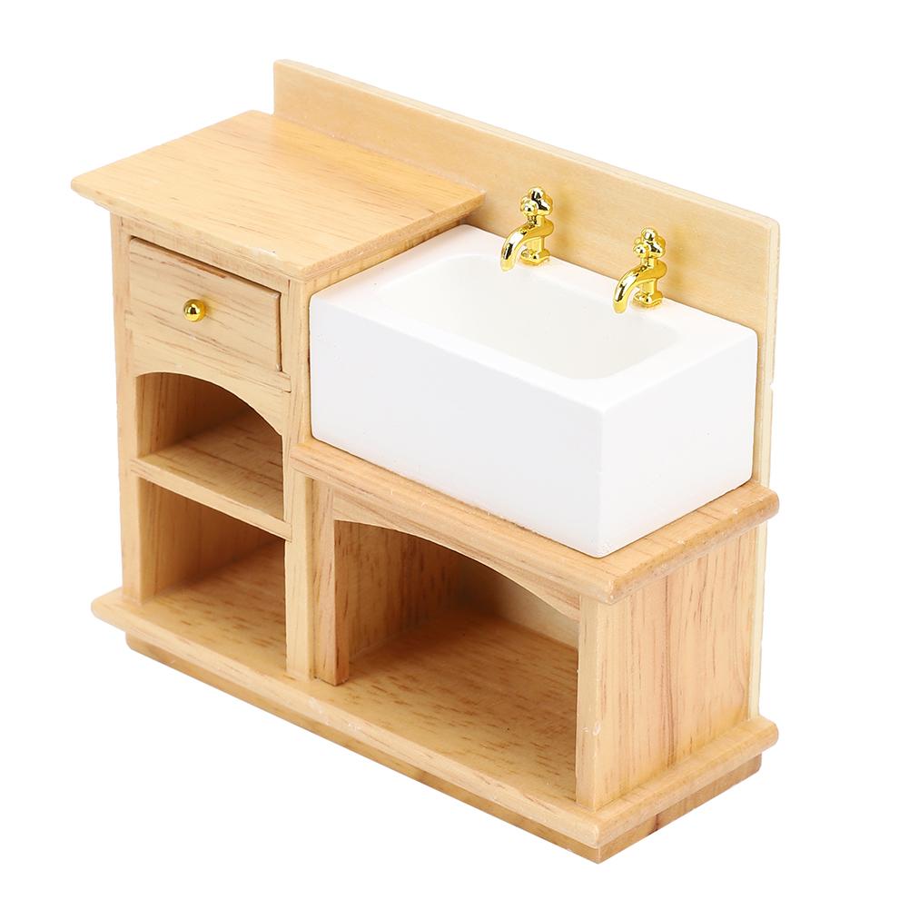 1:12     Accessory  ature Furniture   Kitchen Sink Wooden Wash Basin