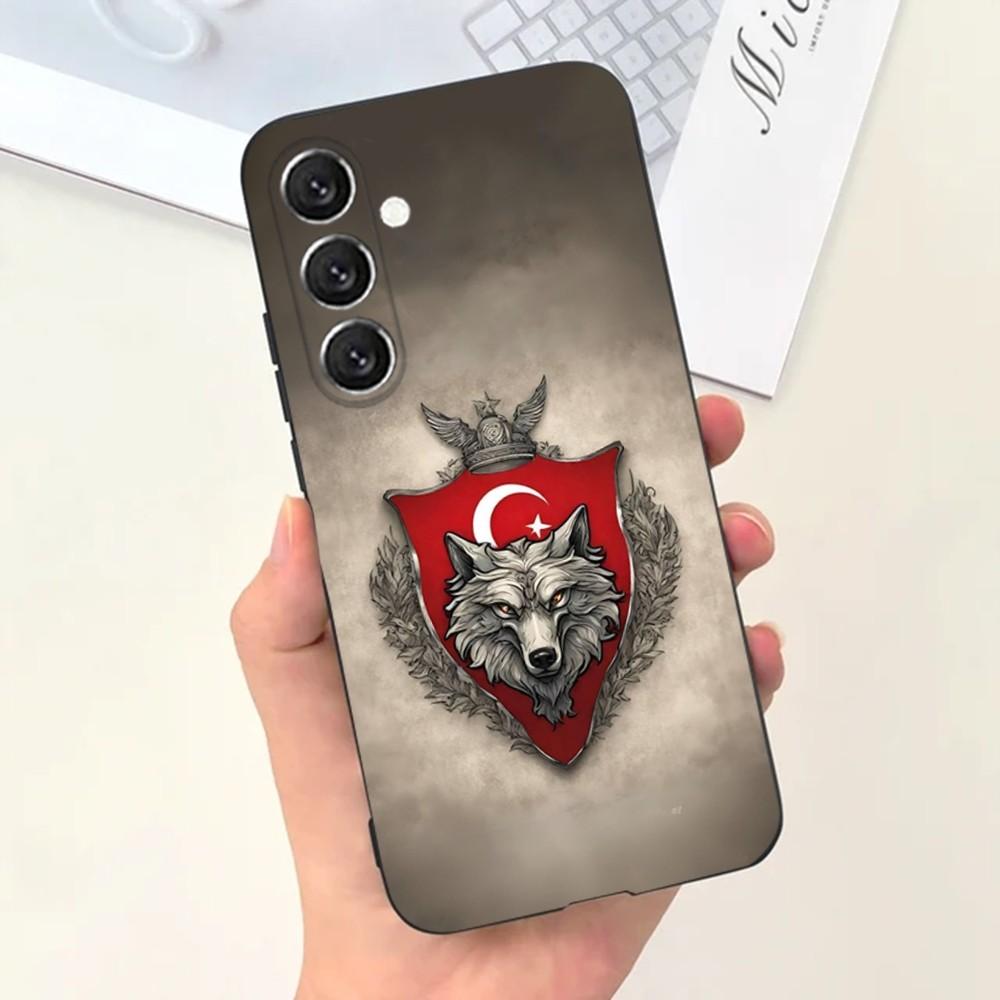 Turk Wolf Turkey Flag  Phone Case For Samsung S25,S24,S21,S22,S23,S30,Ultra,S20,Plus,Fe,Lite,Note,10,9,5G Black Cover