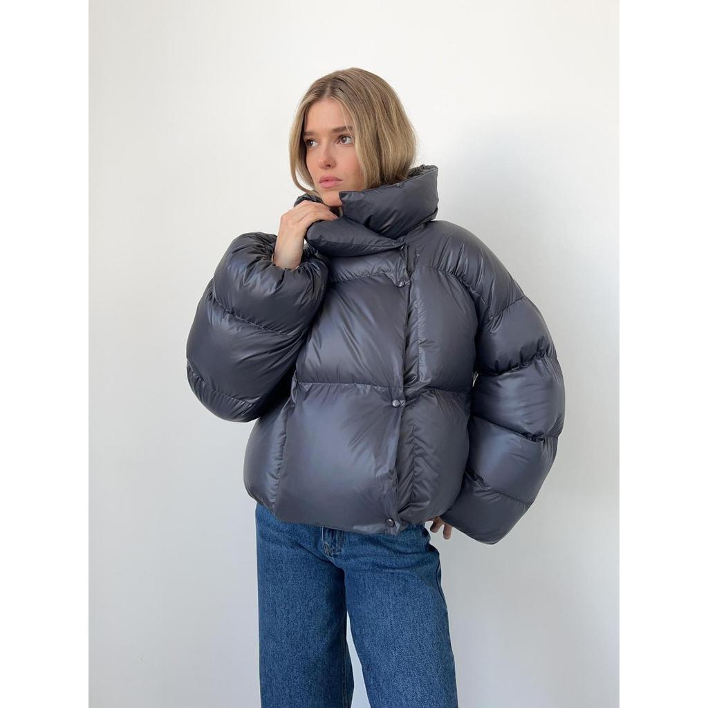 Women's Hooded Long Sleeve Puffer Coat Loose Oversized Solid Streetwear Winter Bubble Jacket