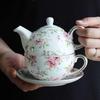 Mother-Child Ceramic Tea Set: Upgraded Pot & Cup with Floral Design