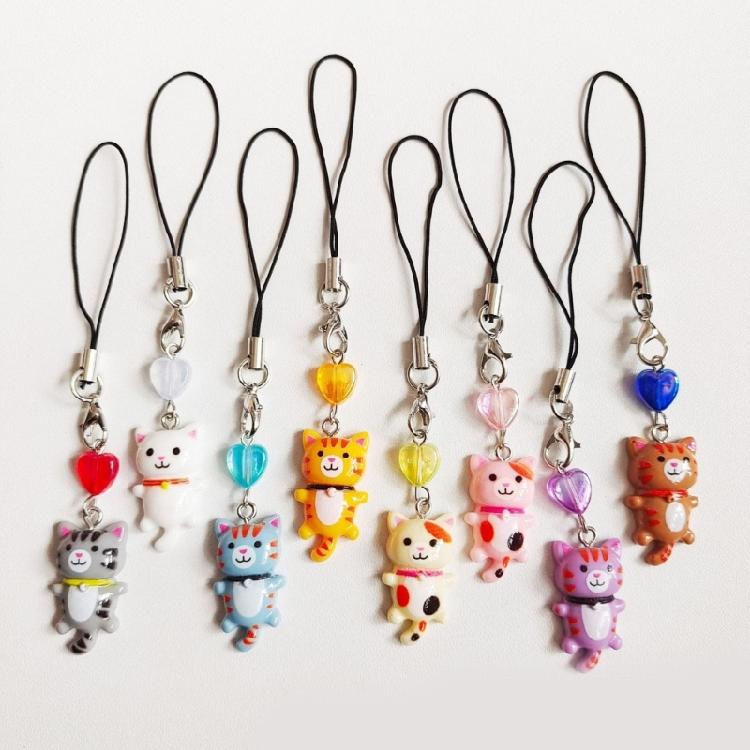 Cat Pendant Phone Lanyard Antilost Keyring Keychain Handbag Backpack Accessory