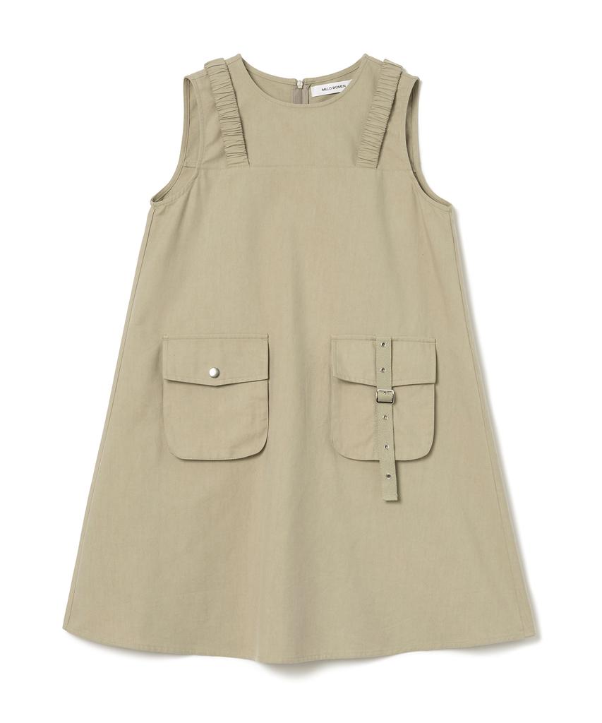 Milo Woman Buckle Strap Mini Dress [Beige]