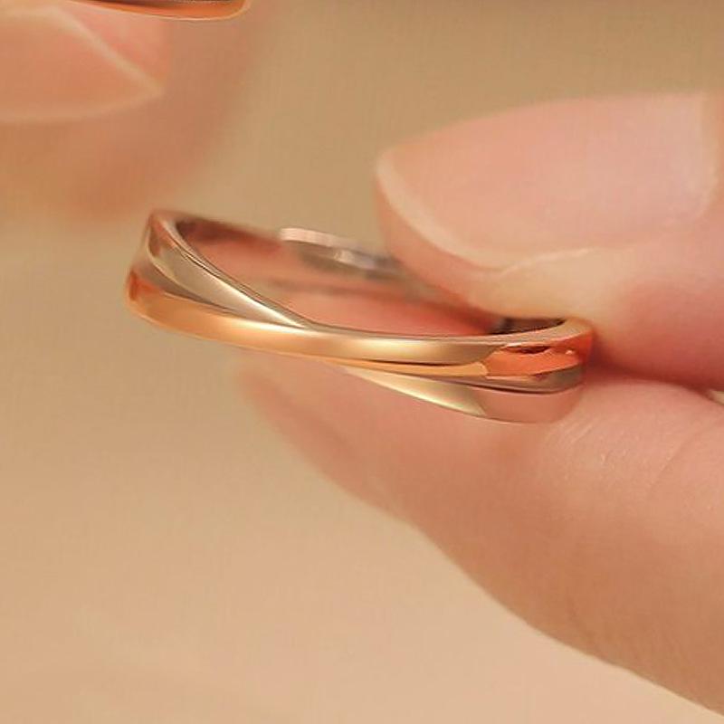 

Цветовое разделение Кольца Мёбиуса Пара: 50-конечный бриллиантовый крест для мужчин и женщин, идеальный подарок на День святого Валентина Adjustable Open Size