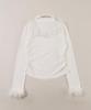 WEGO PHILLY Faux Fur Piping Long Sleeve Korean Size White T-Shirt, Style, Girly, Casual, Gift, Spring, Autumn, Winter, Women's, F,