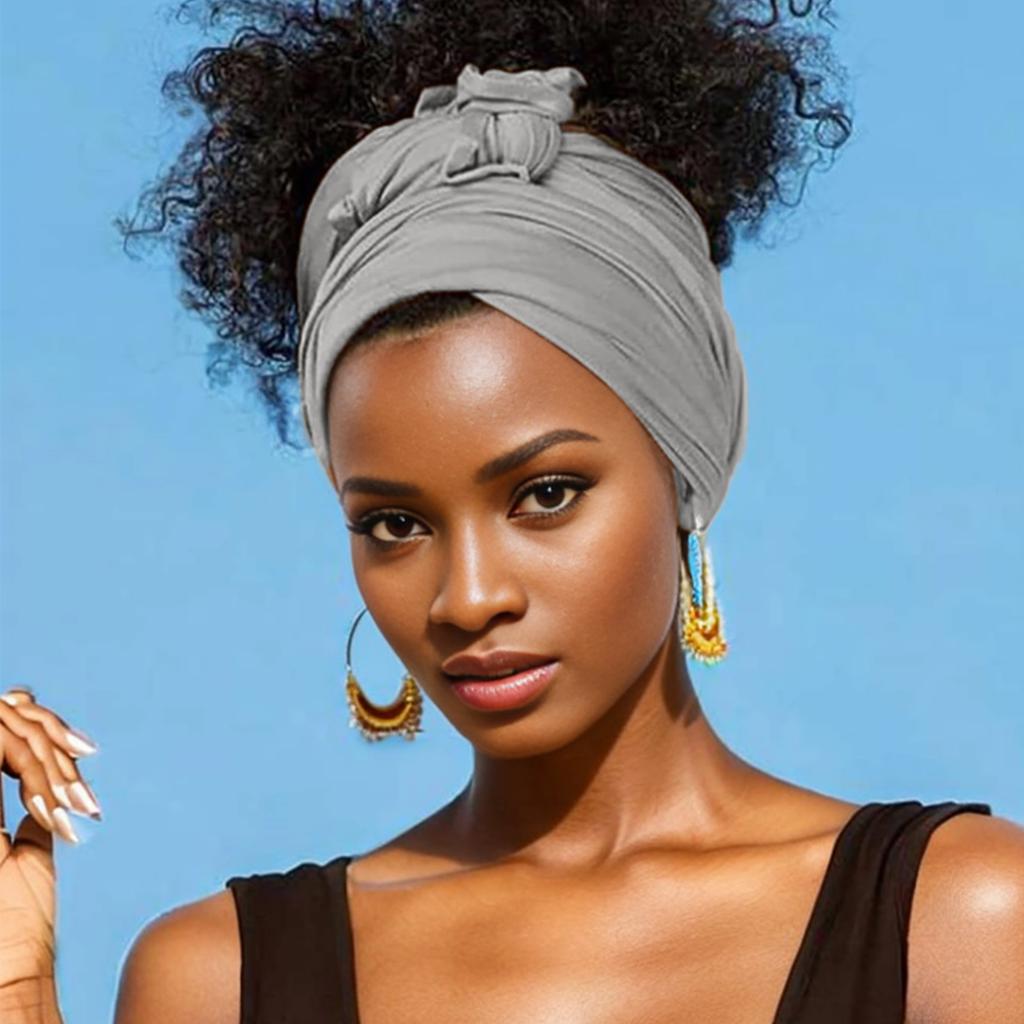 Dehnbarer Jersey-Turban Afrikanisches Stirnband Einfarbige Superweiche Extra lange Atmungsaktive Kopfbedeckung Für Damen